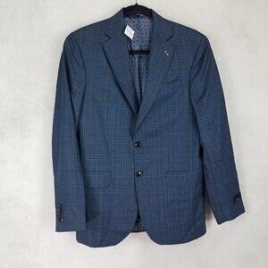 NEW Ted Baker Endurance Men's 36S Konan Sport Coat Blazer Suit Jacket Navy Plaid